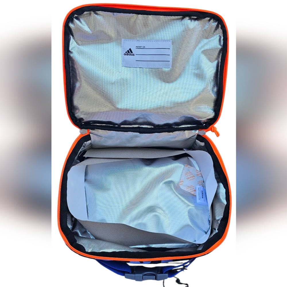 Adidas - NEW Blue and Orange Camo Lunch Bag Insulated w/Clip & Outside Pocket - Picture 7 of 7